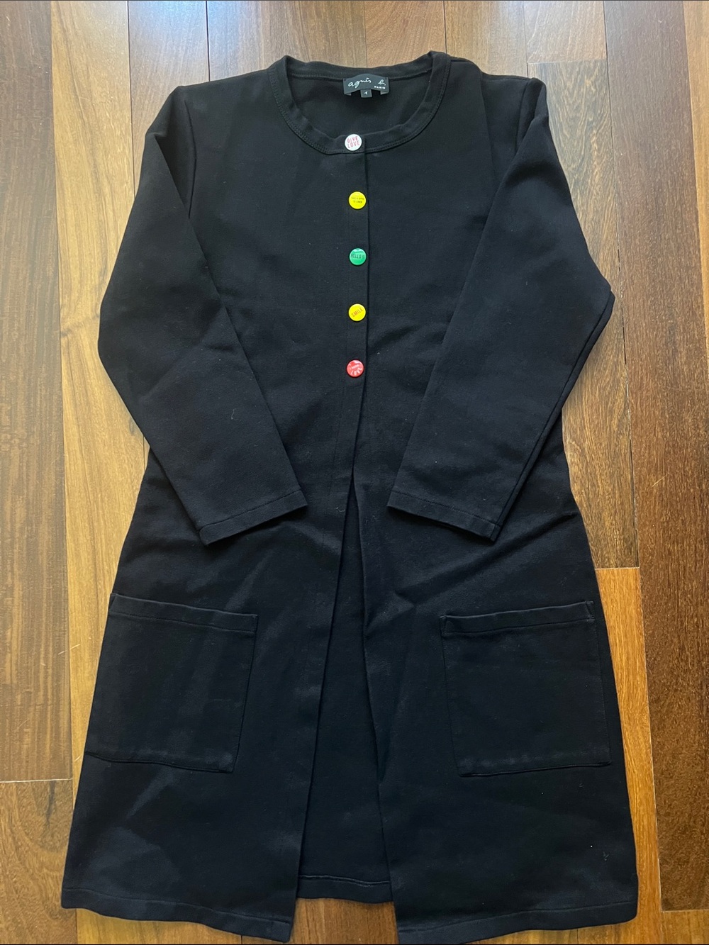 Agnes b black Long Sleeve Coat with Colorful Buttons